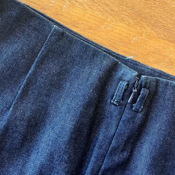 Y2K GAP dark denim midi skirt tan piping belt loops womens size 2 - Picture 4 of 8